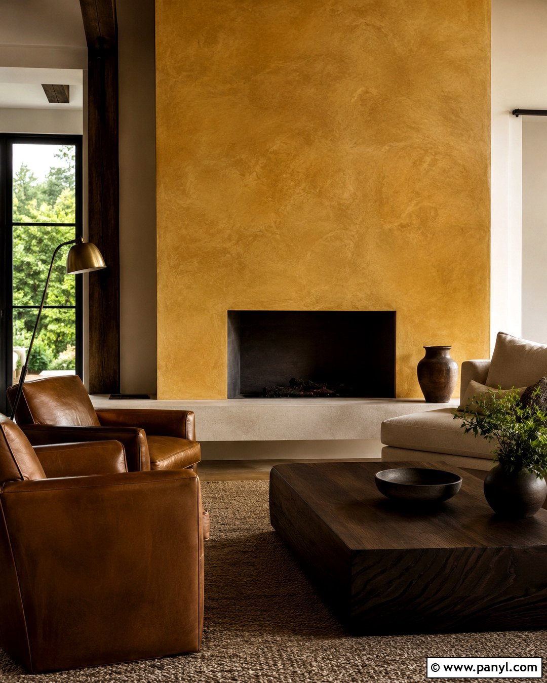 Yellow Venetian Plaster Fireplace Wall - 20 Yellow Plaster Walls
