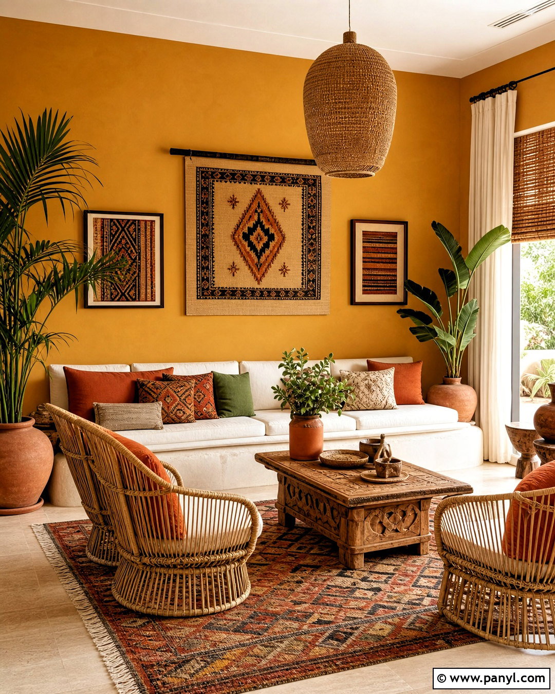 Yellow Wall Boho Living Room - 20 yellow wall living room ideas