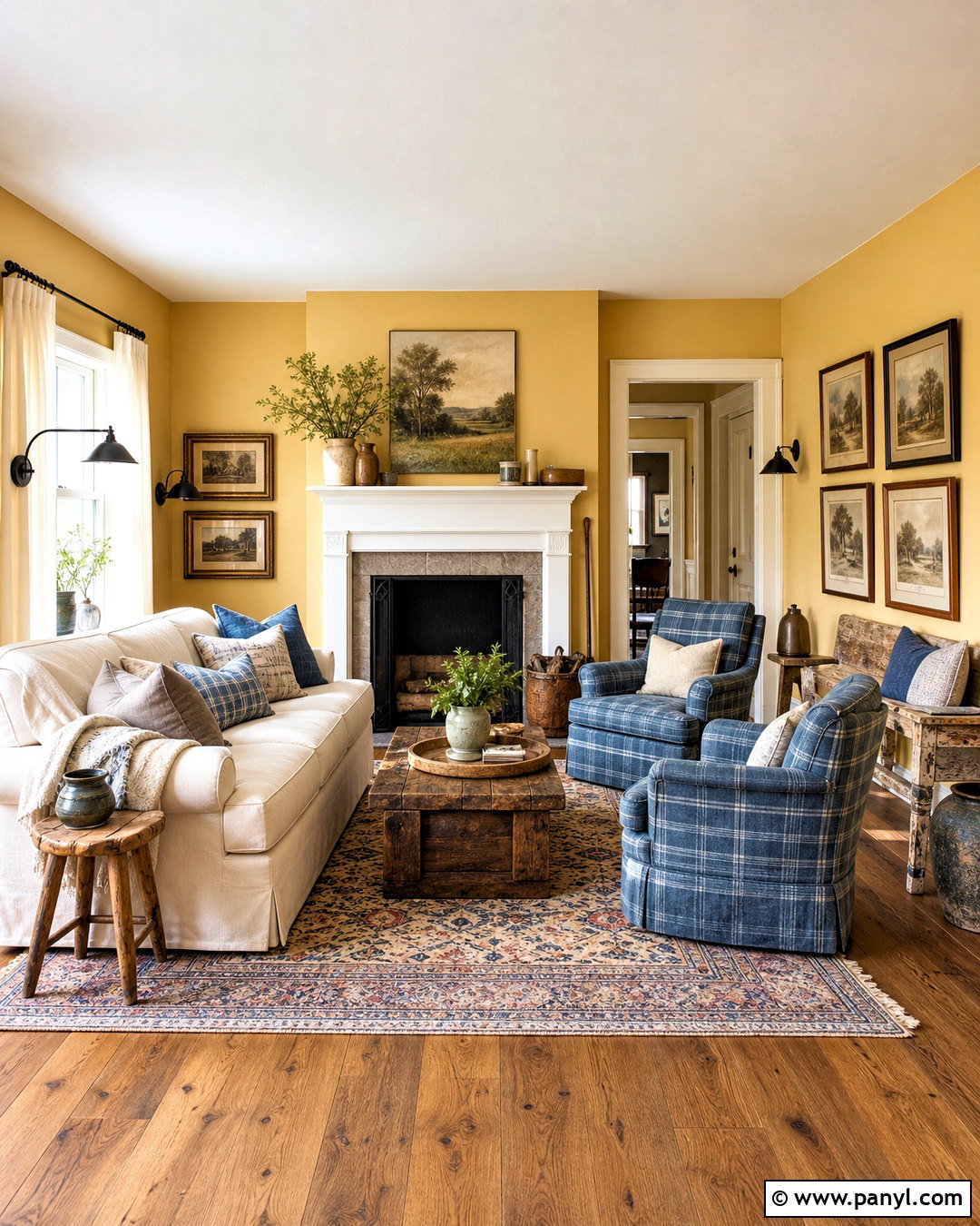 Yellow Wall Farmhouse Living Room - 20 yellow wall living room ideas