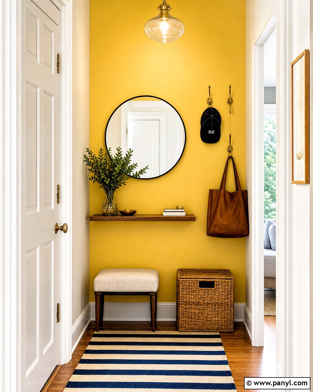 Yellow Wall In A Small Entryway - 20 yellow wall decor ideas