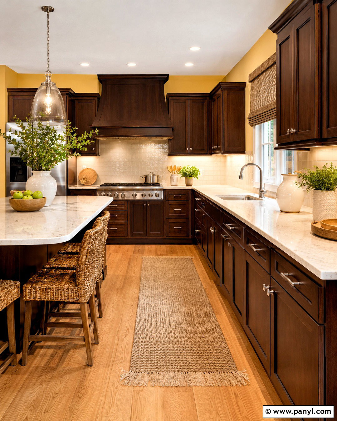 Yellow Wall Kitchen With Dark Wood Cabinets - 20 Yellow Wall Kitchen Style Ideas