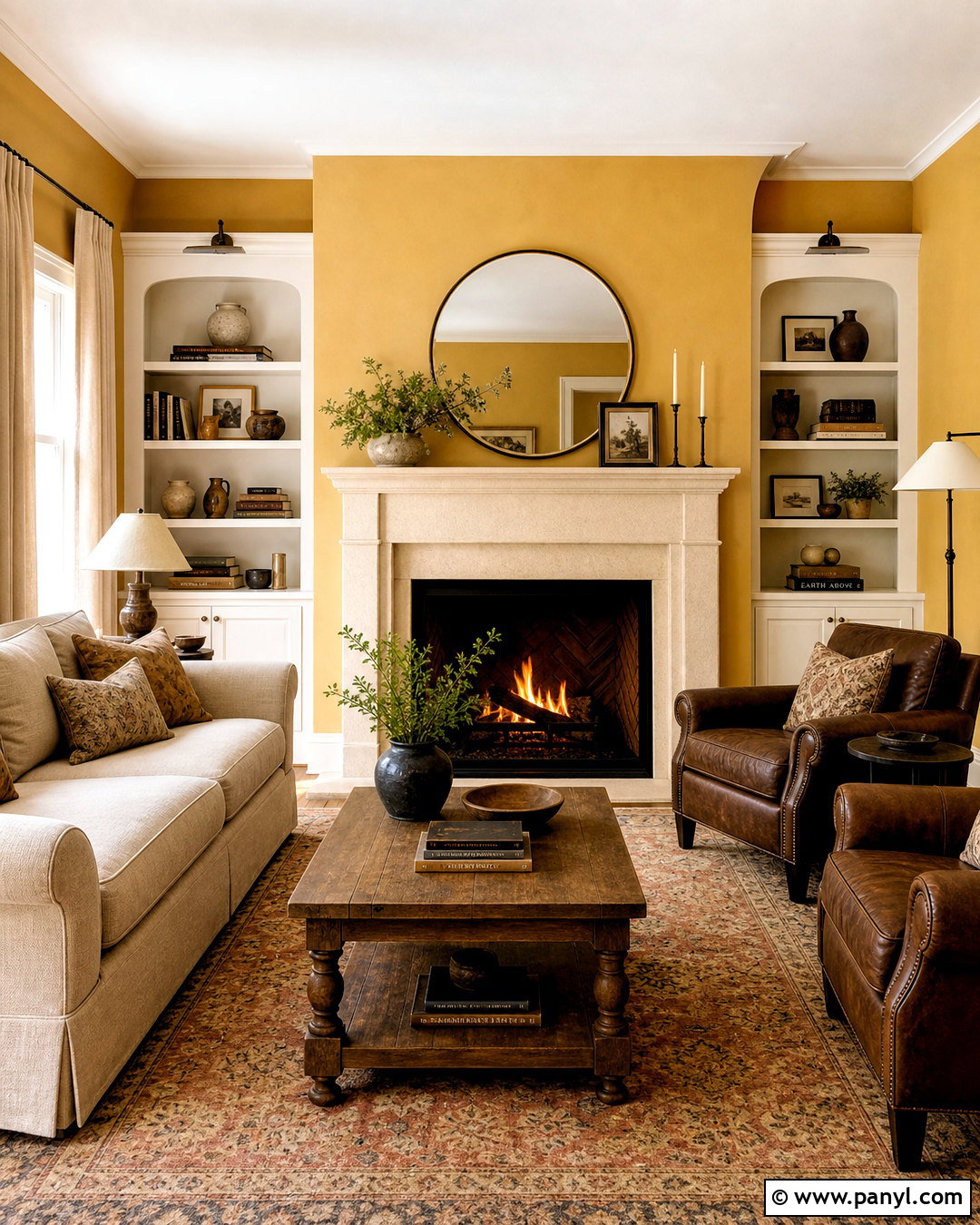 Yellow Wall Living Room With Fireplace - 20 yellow wall living room ideas