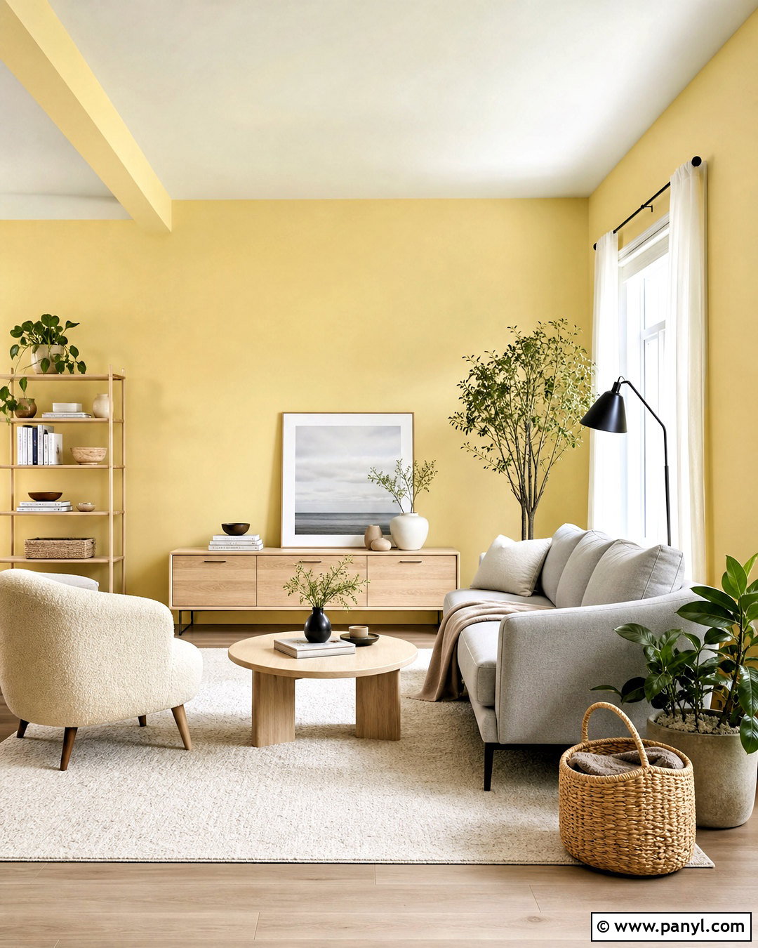 Yellow Wall Living Room With Light Wood - 20 yellow wall living room ideas
