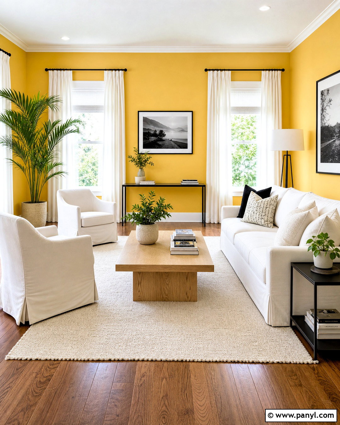 Yellow Wall Living Room With White Furniture - 20 yellow wall living room ideas