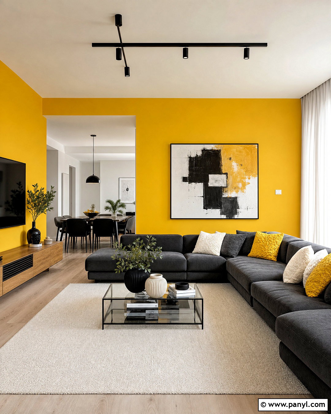 Yellow Wall Modern Living Room - 20 yellow wall living room ideas