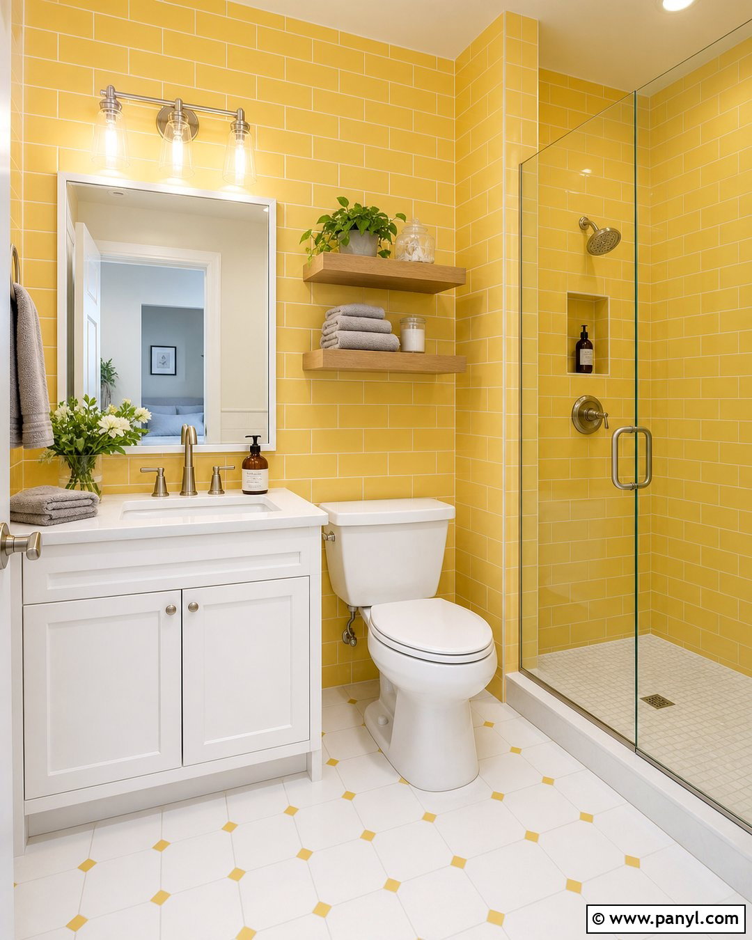 Yellow Wall Tiles With White Floor Tiles - 25 Wall And Floor Tiles Color Combination Ideas