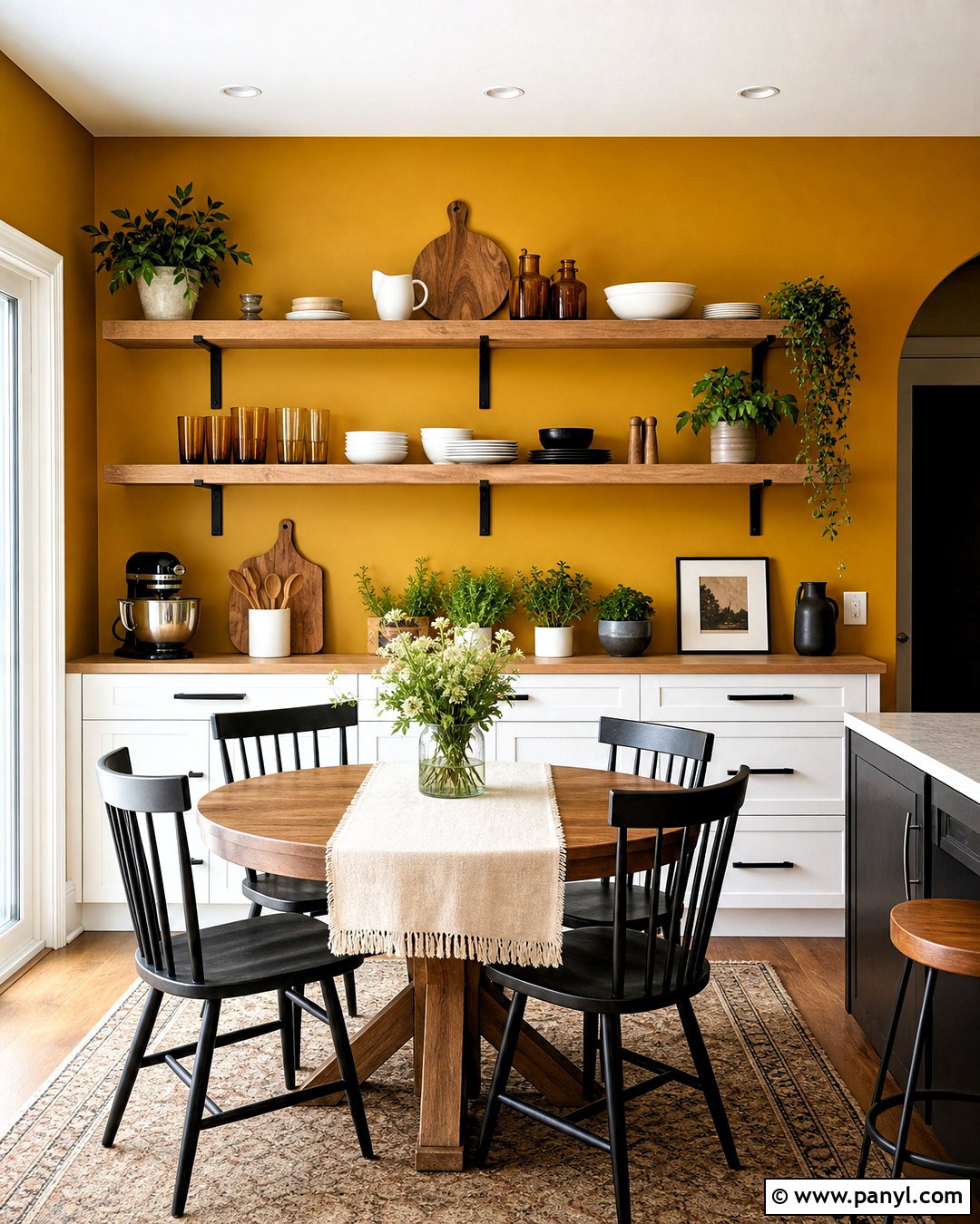 Yellow Wall With Floating Shelves - 20 yellow wall decor ideas