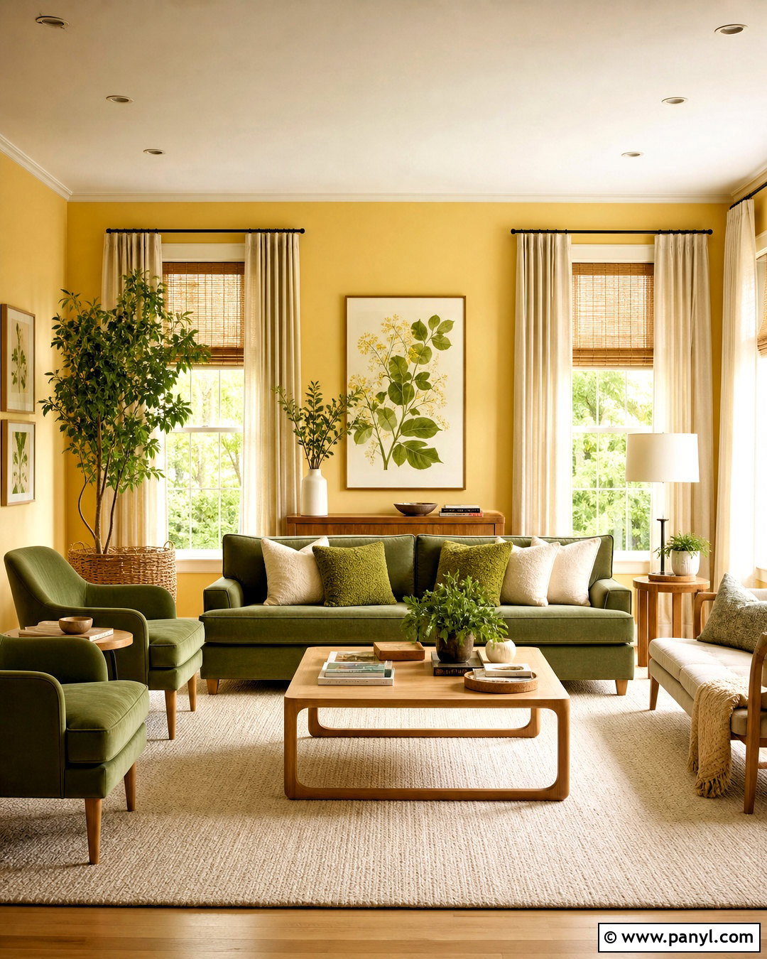 Yellow Wall With Green Decor - 20 yellow wall decor ideas