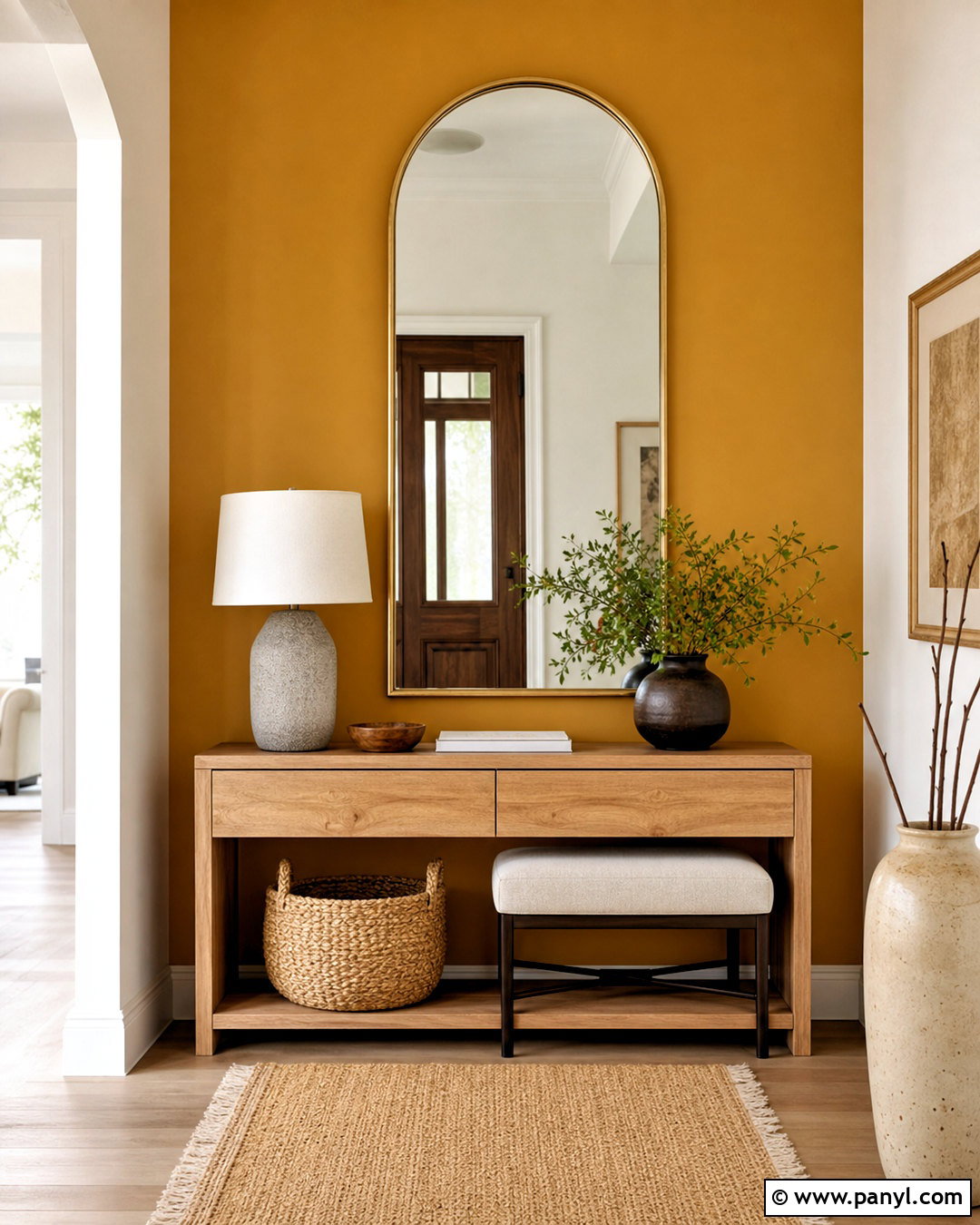 Yellow Wall With Large Mirror - 20 yellow wall decor ideas