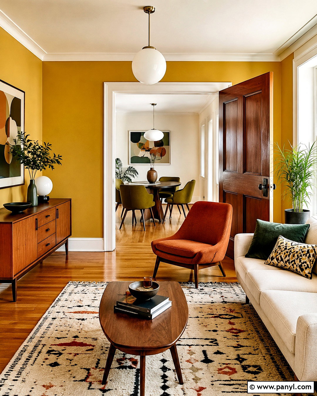 Yellow Wall With Midcentury Open Door - 20 Yellow Wall With Open Door Ideas