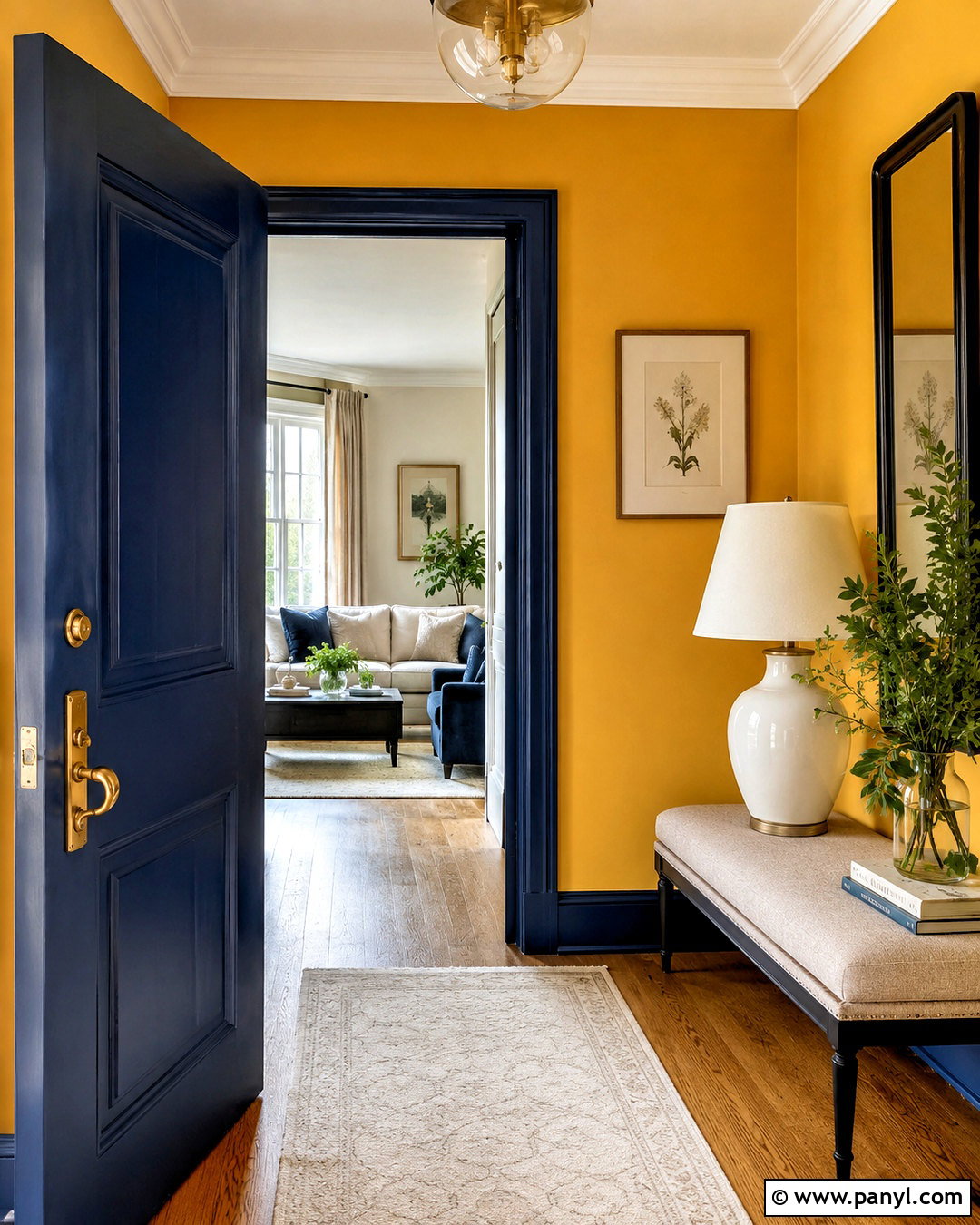 Yellow Wall With Navy Open Door - 20 Yellow Wall With Open Door Ideas