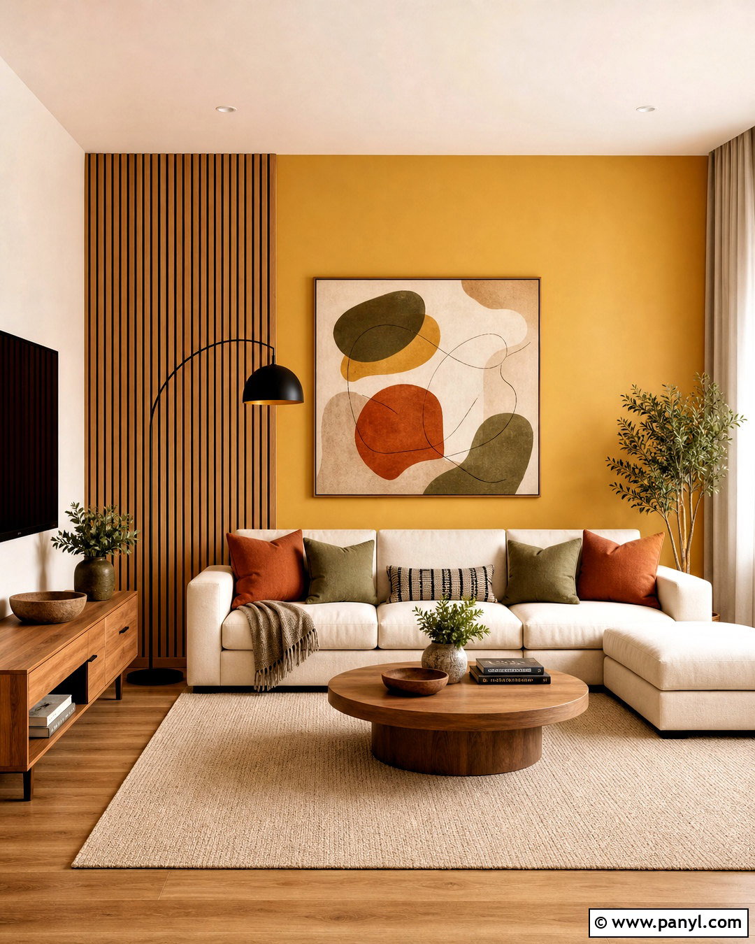 Yellow Wall With Wood Slats - 20 yellow wall decor ideas