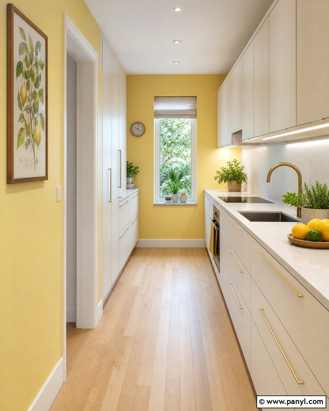 Yellow Walls In A Galley Kitchen - 30 Kitchen Yellow Walls