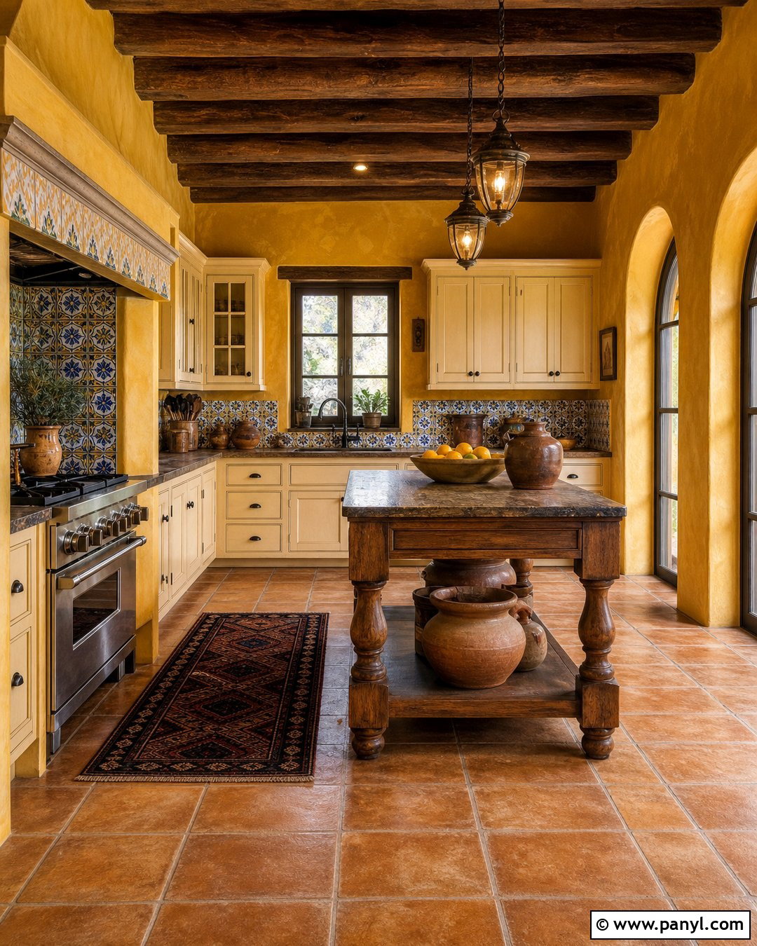 Yellow Walls In A Mediterranean Kitchen - 30 Yellow Walls Kitchen Ideas