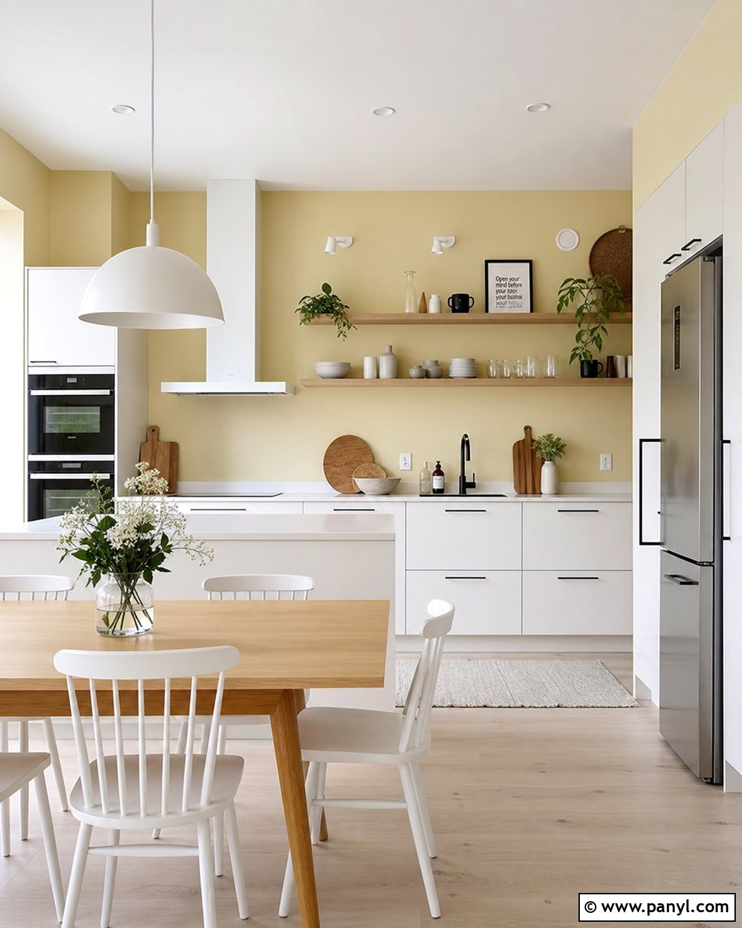 Yellow Walls In A Scandinavian Kitchen - 30 Yellow Walls Kitchen Ideas