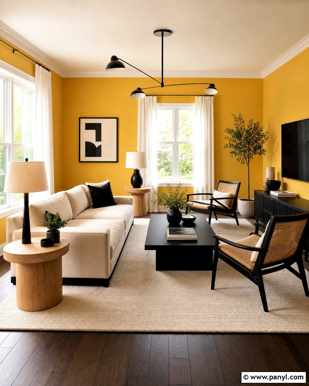 Yellow Walls Living Room With Black Accents - 20 yellow walls living room decor ideas