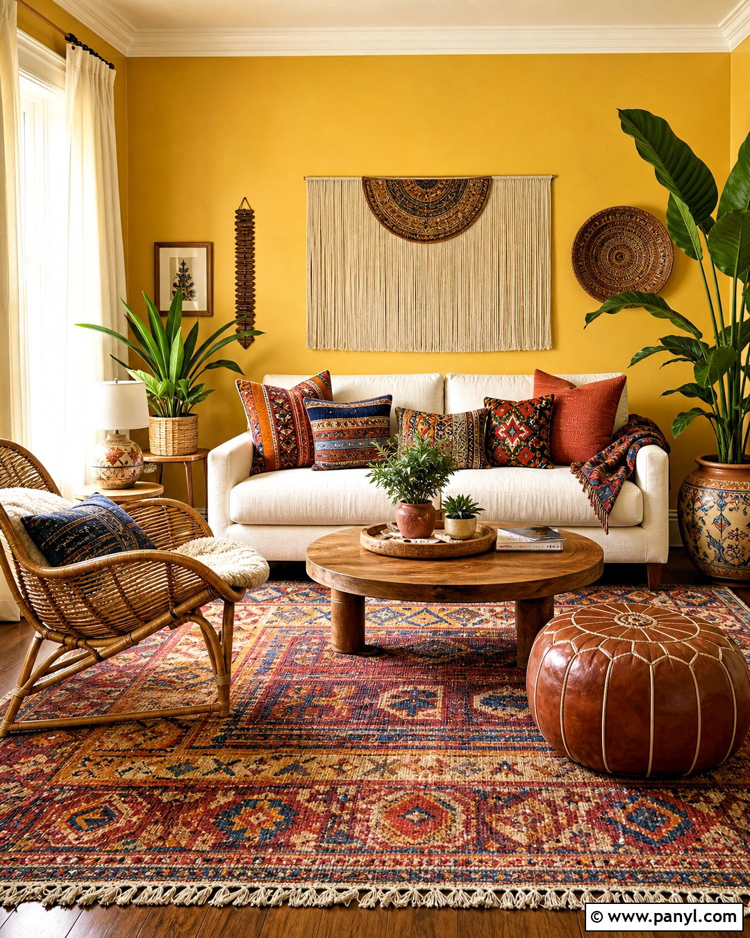Yellow Walls Living Room With Boho Decor - 20 yellow walls living room decor ideas