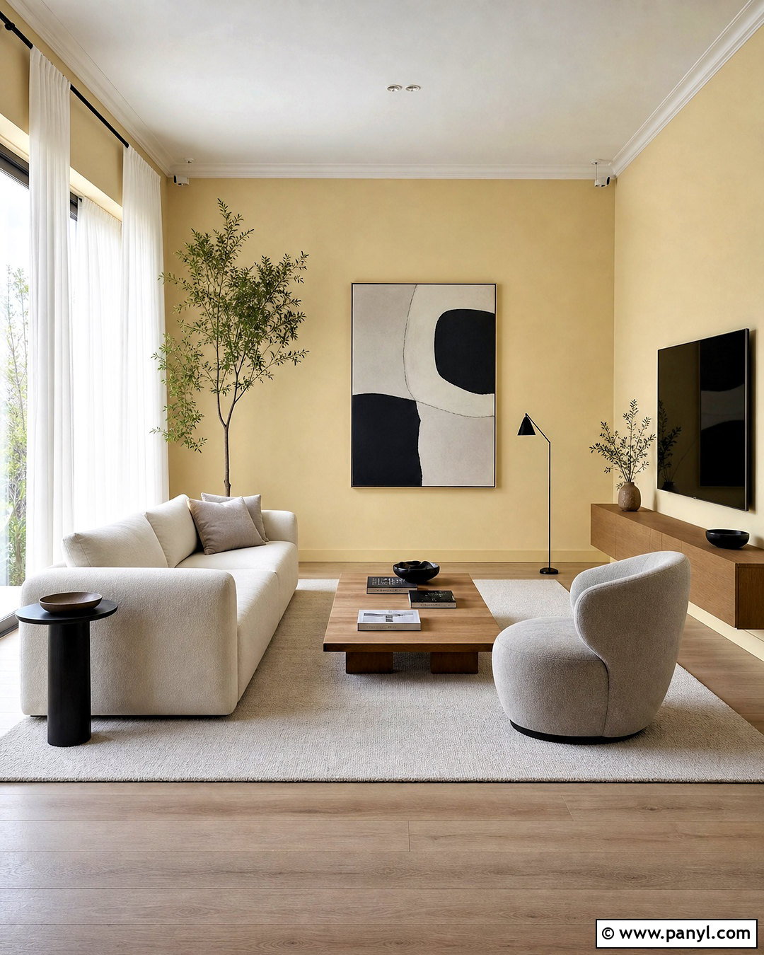 Yellow Walls Living Room With Modern Minimal Decor - 20 yellow walls living room decor ideas