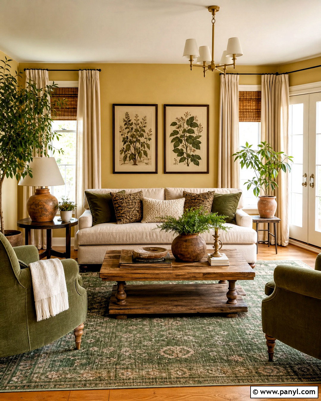 Yellow Walls Living Room With Olive Green Accents - 20 yellow walls living room decor ideas