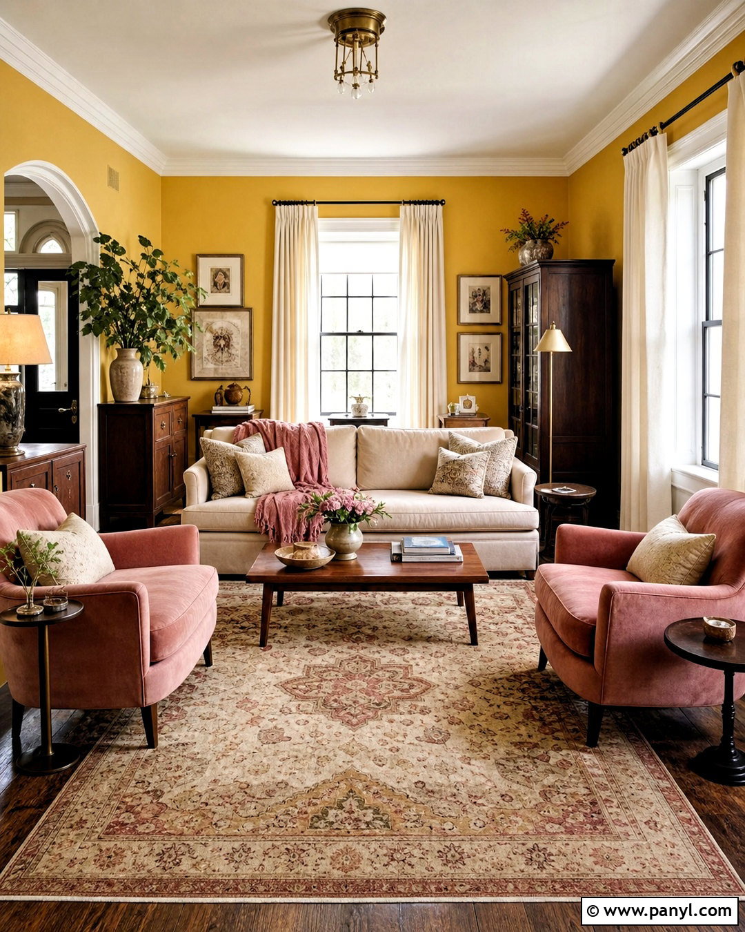 Yellow Walls Living Room With Pink Decor - 20 yellow walls living room decor ideas