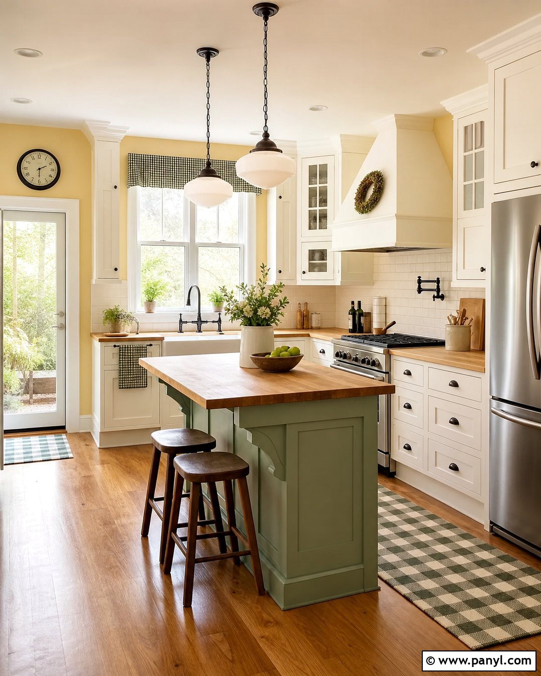 Yellow Walls With Butcher Block Counters - 30 Yellow Walls Kitchen Ideas