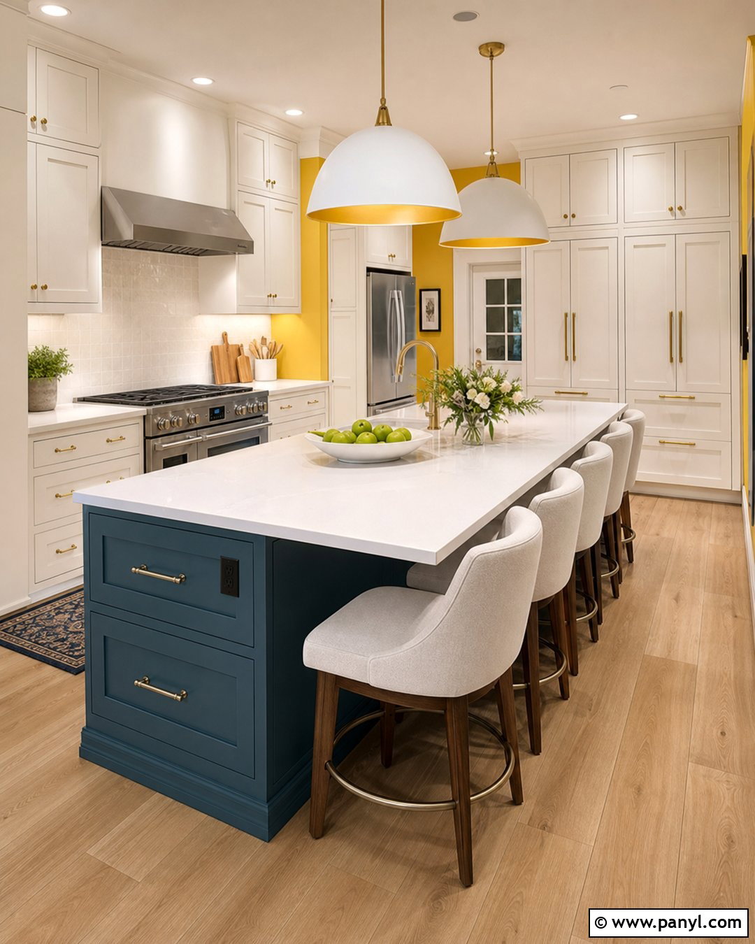 Yellow Walls With Large Family Kitchen Island - 20 Modern Kitchen With Island And Yellow Walls