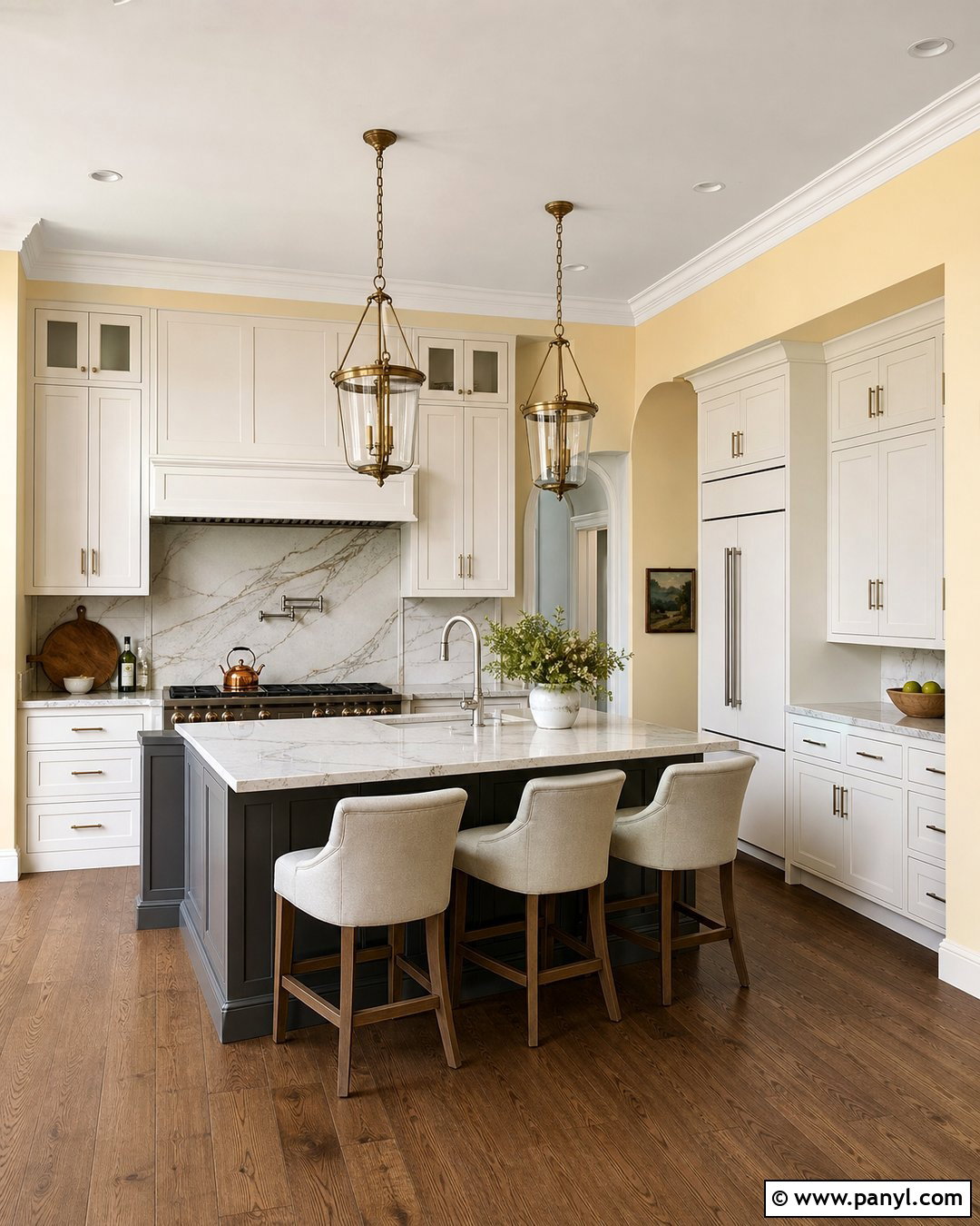 Yellow Walls With Marble Countertops - 30 Yellow Walls Kitchen Ideas