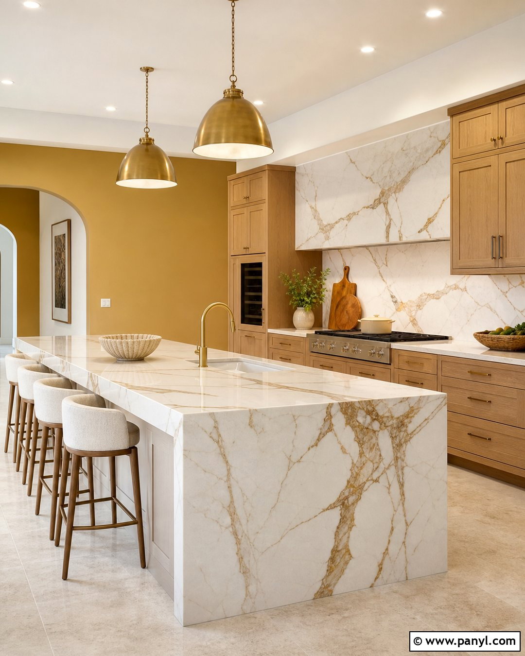 Yellow Walls With Marble Kitchen Island - 20 Modern Kitchen With Island And Yellow Walls
