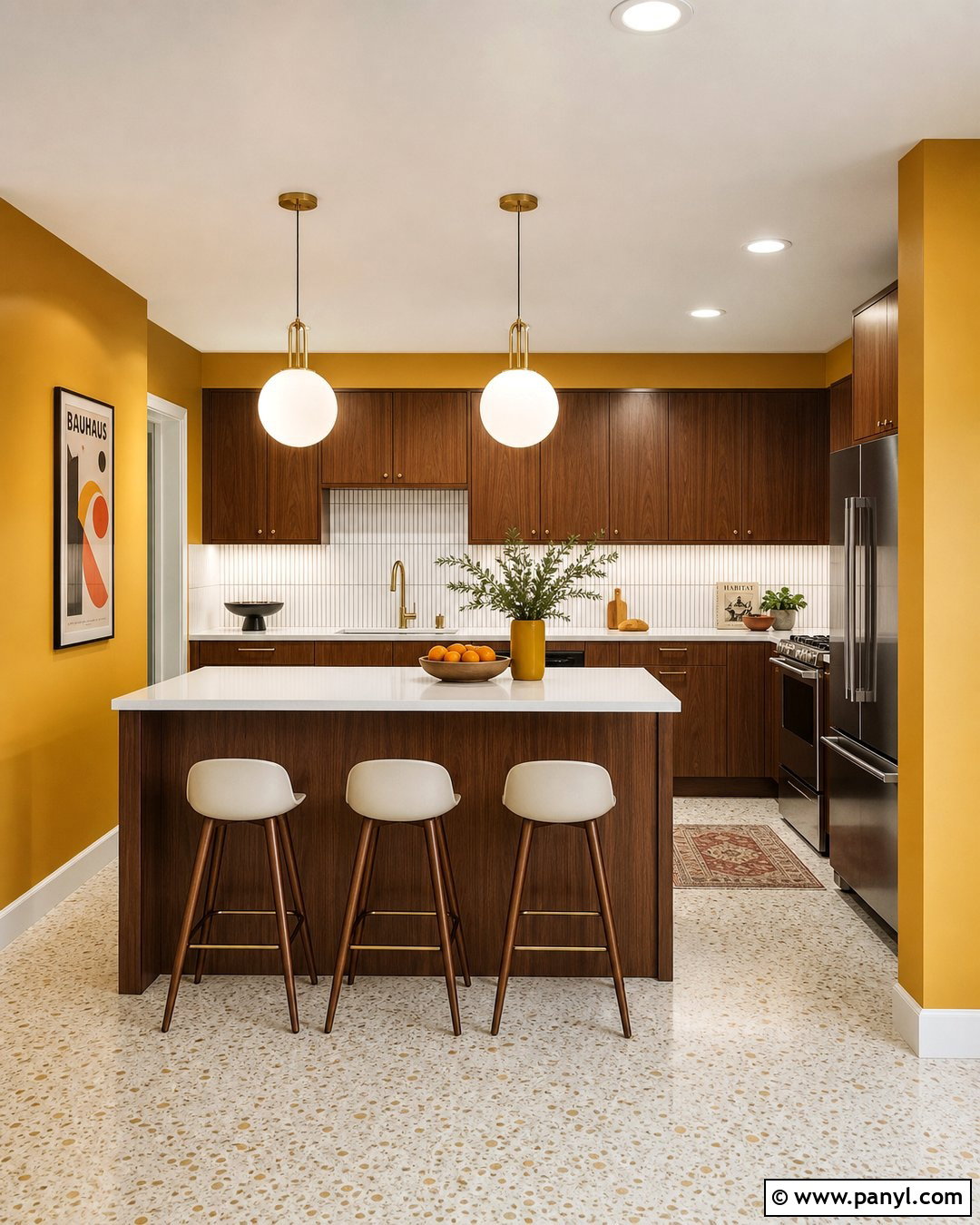 Yellow Walls With Midcentury Kitchen Island - 20 Modern Kitchen With Island And Yellow Walls