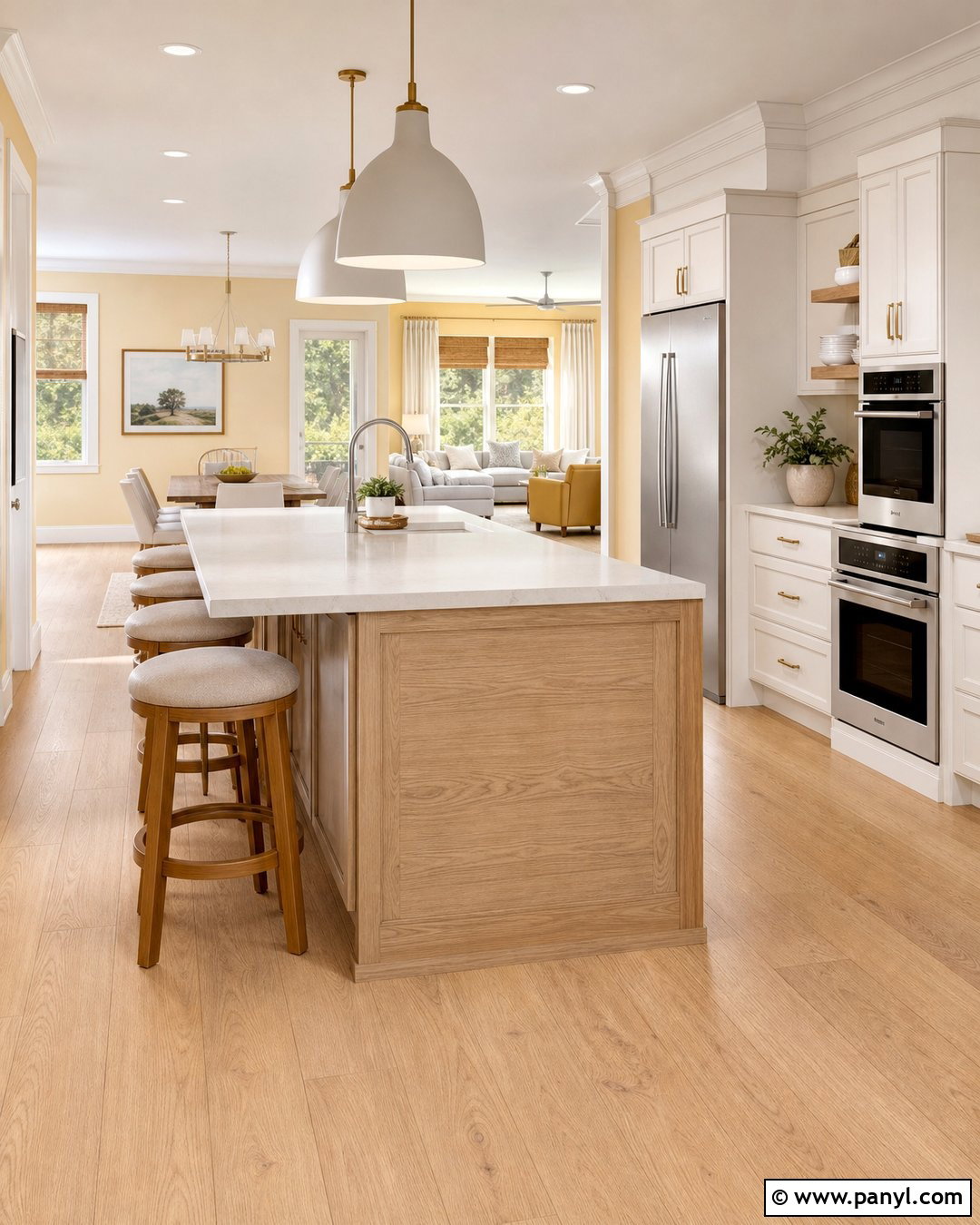 Yellow Walls With Open Plan Kitchen Island - 20 Modern Kitchen With Island And Yellow Walls