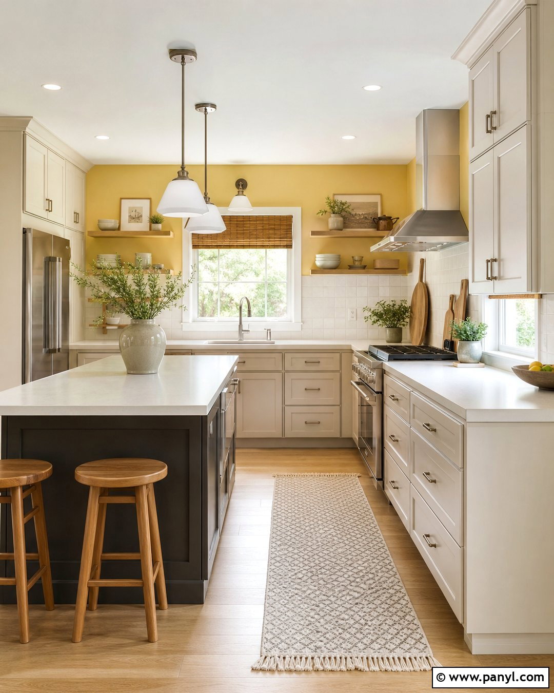 Yellow Walls With Stainless Steel Appliances - 30 Yellow Walls Kitchen Ideas