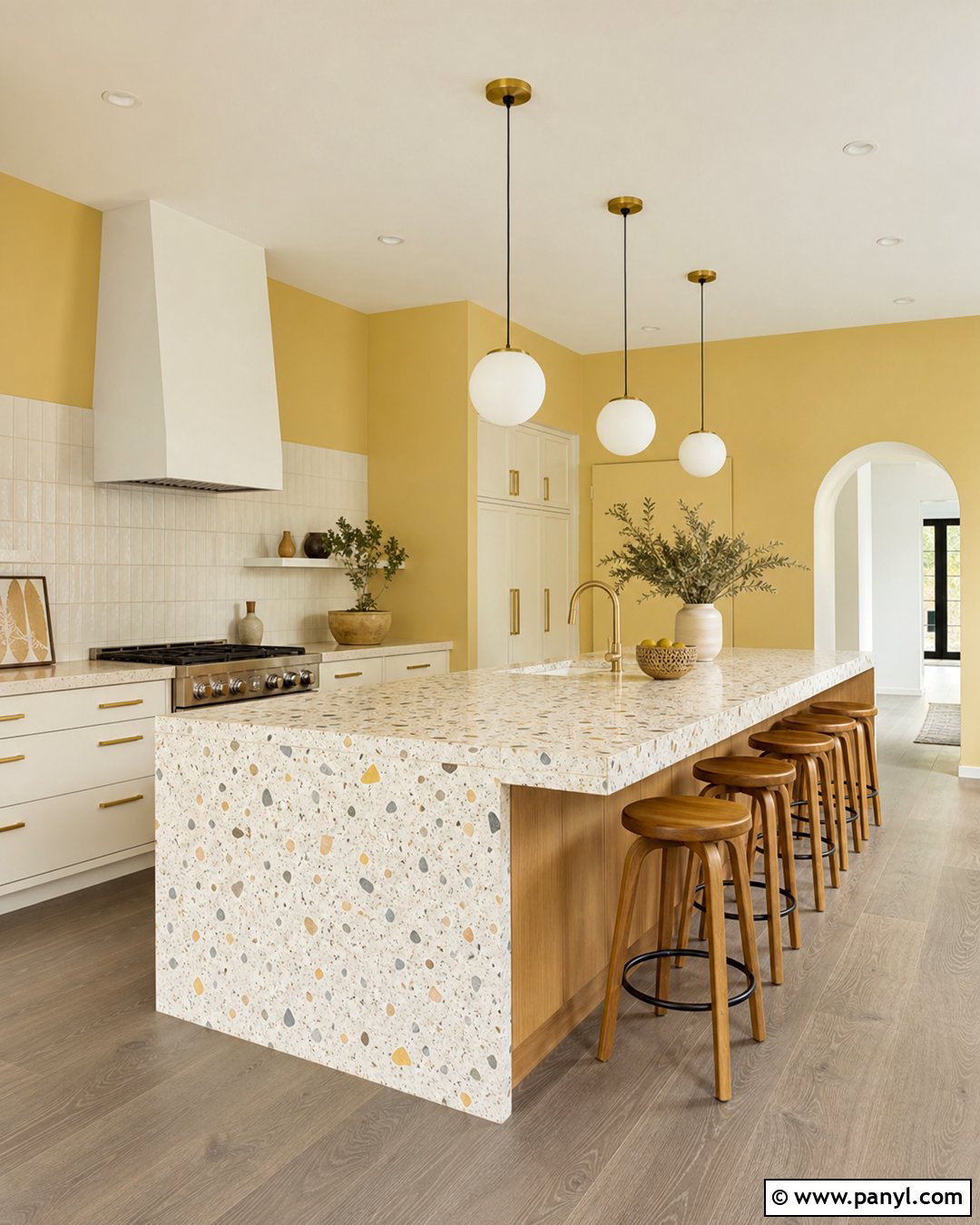 Yellow Walls With Terrazzo Kitchen Island - 20 Modern Kitchen With Island And Yellow Walls