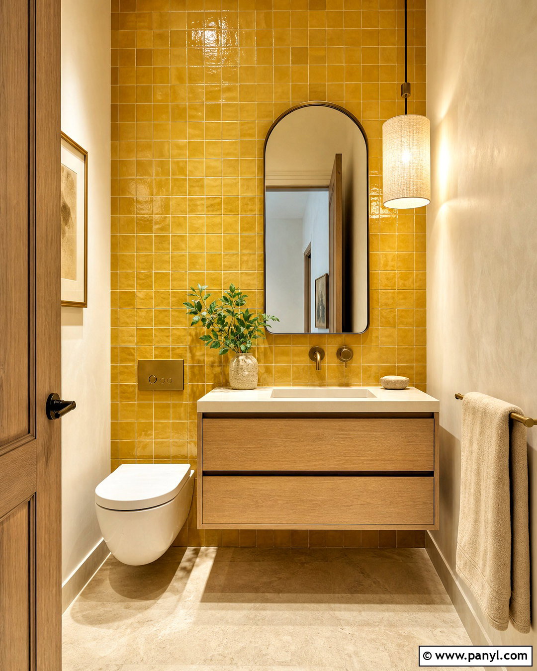 Yellow Zellige Tile Powder Room - 20 yellow powder room ideas