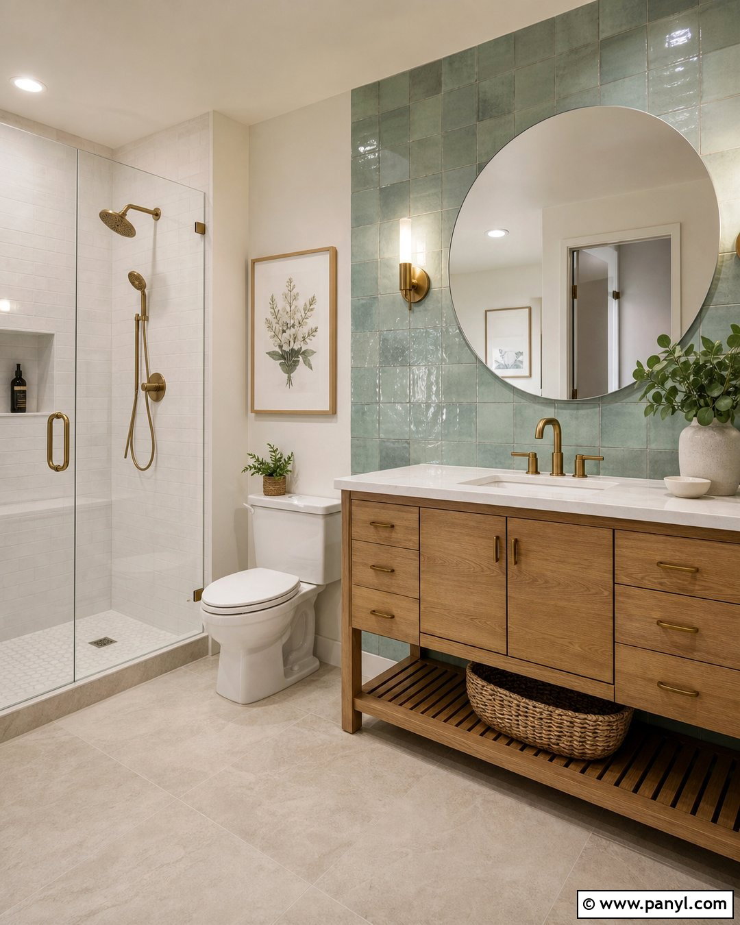 Zellige Tile Bathroom Accent Wall - 20 Bathroom Accent Wall Ideas