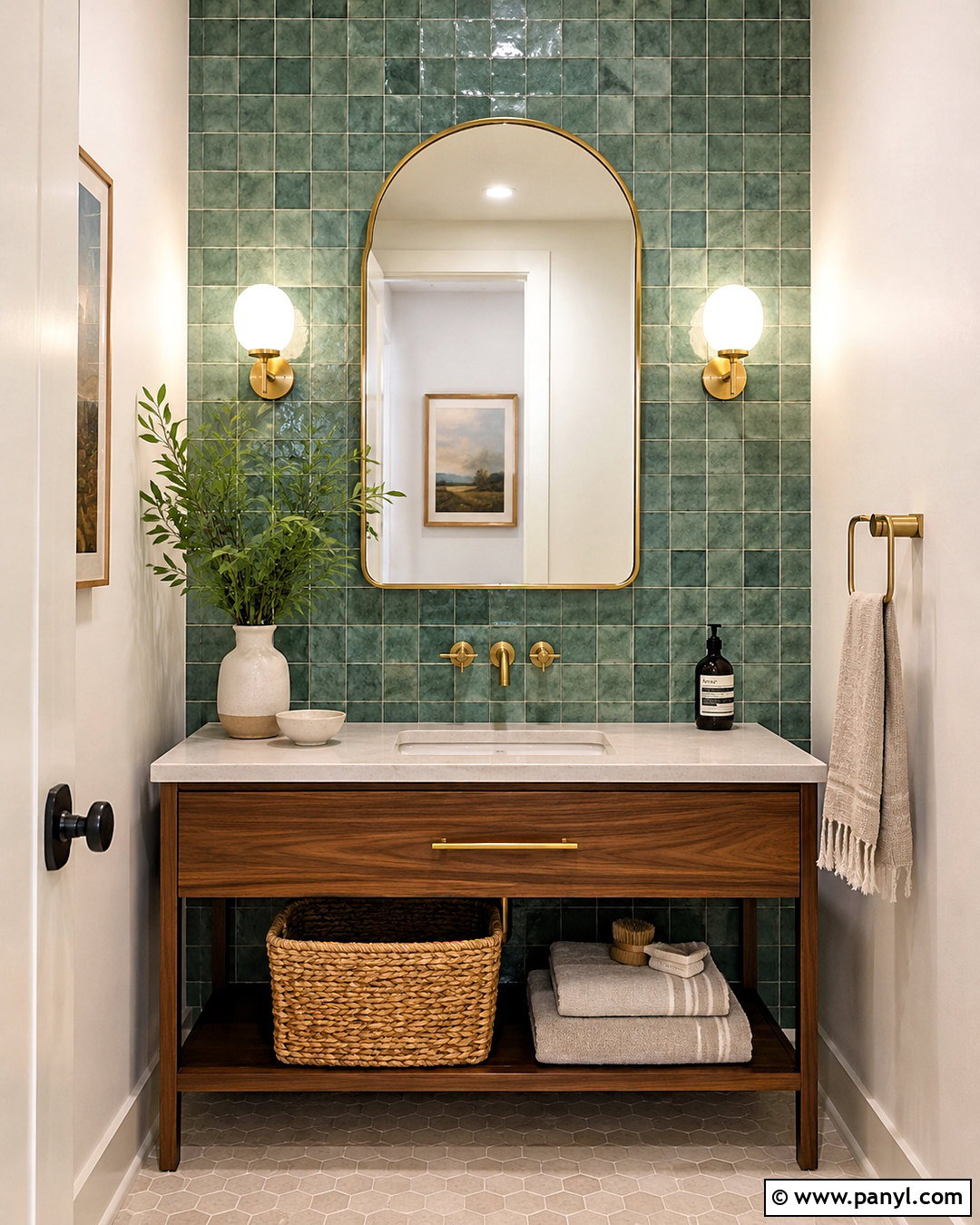 Zellige Tile Powder Room Accent Wall - 20 powder room accent wall ideas